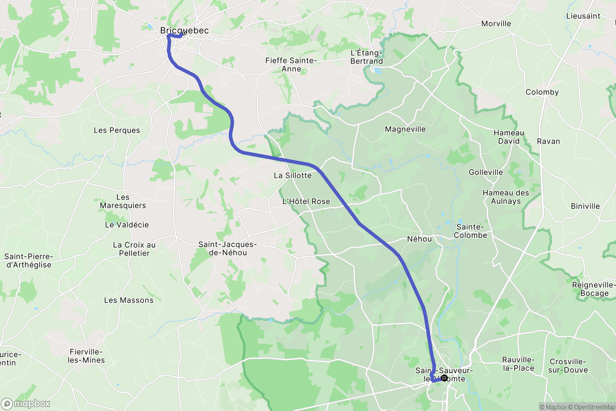 Bricquebec : carte du parcours de randonnée - France