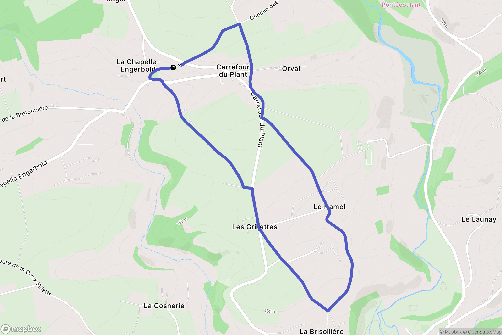 La Chapelle-Engerbold : carte du parcours de randonnée - France