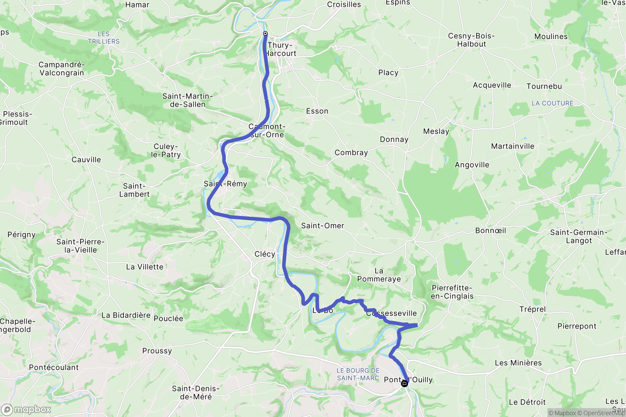 Thury-Harcourt : carte du parcours de randonnée - France