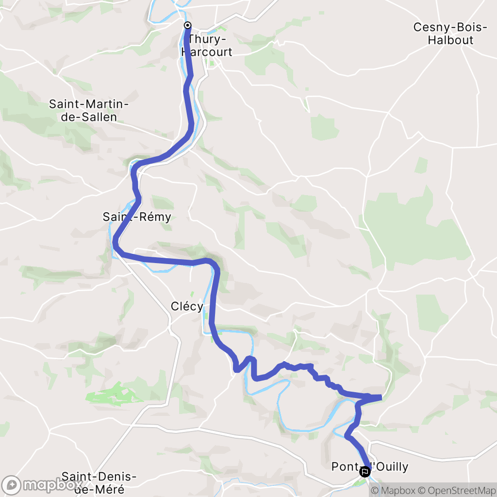 Thury-Harcourt : carte du parcours de randonnée - France