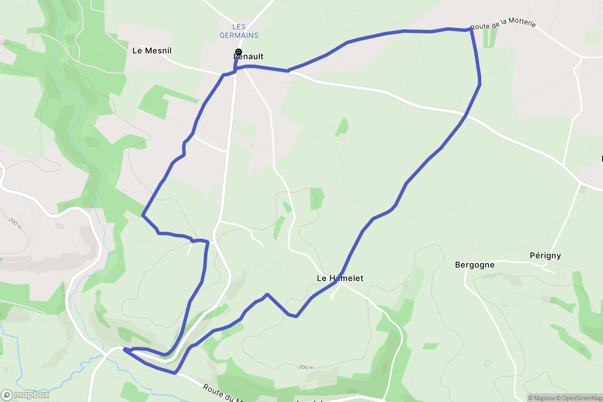 Lénault : carte du parcours de randonnée - France
