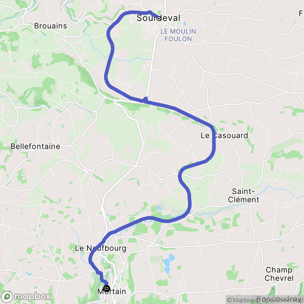 Sourdeval : carte du parcours de randonnée - France