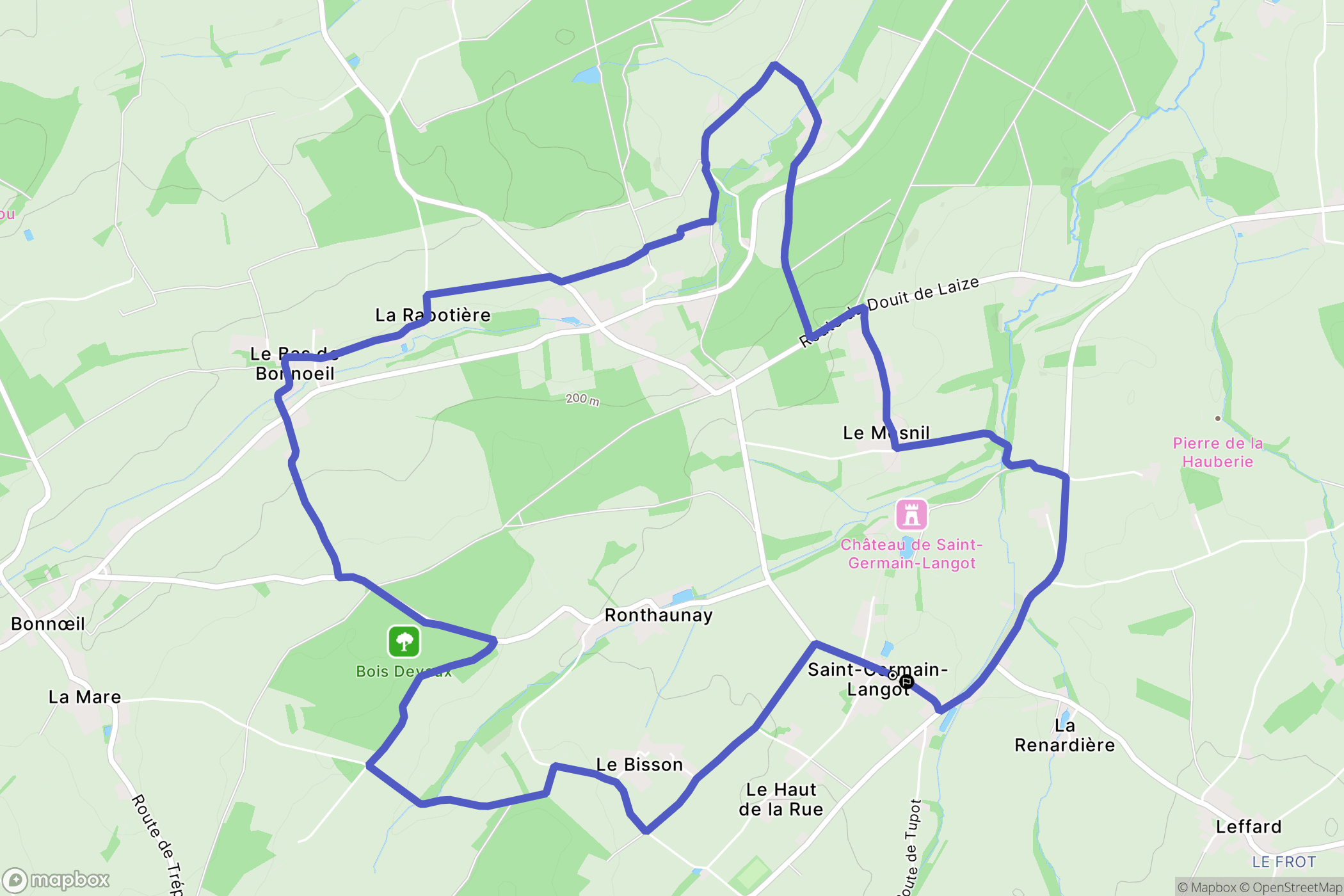 Saint-Germain-Langot : carte du parcours de randonnée - France