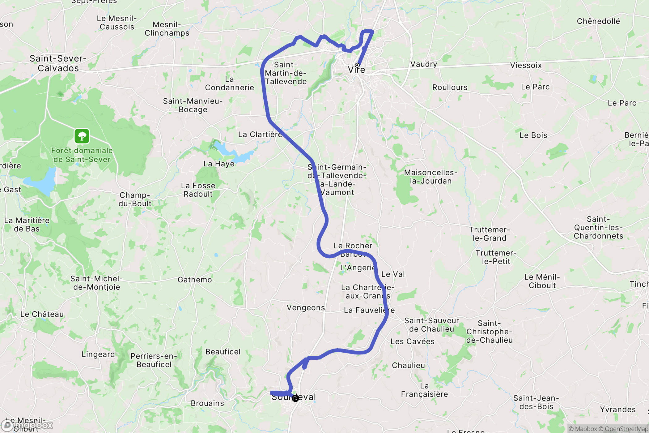 Vire : carte du parcours de randonnée - France