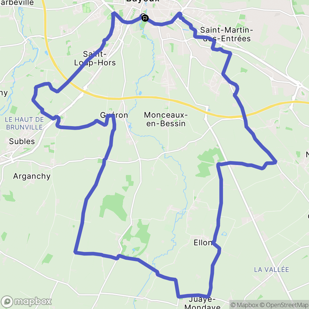 Bayeux : carte du parcours de randonnée - France