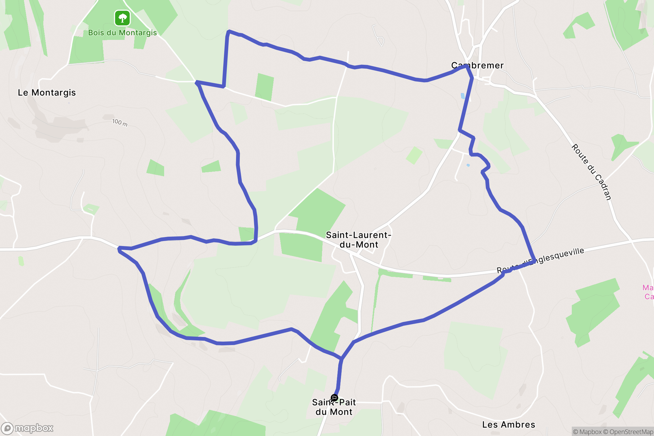 Saint-Pair-du-Mont : carte du parcours de randonnée - France