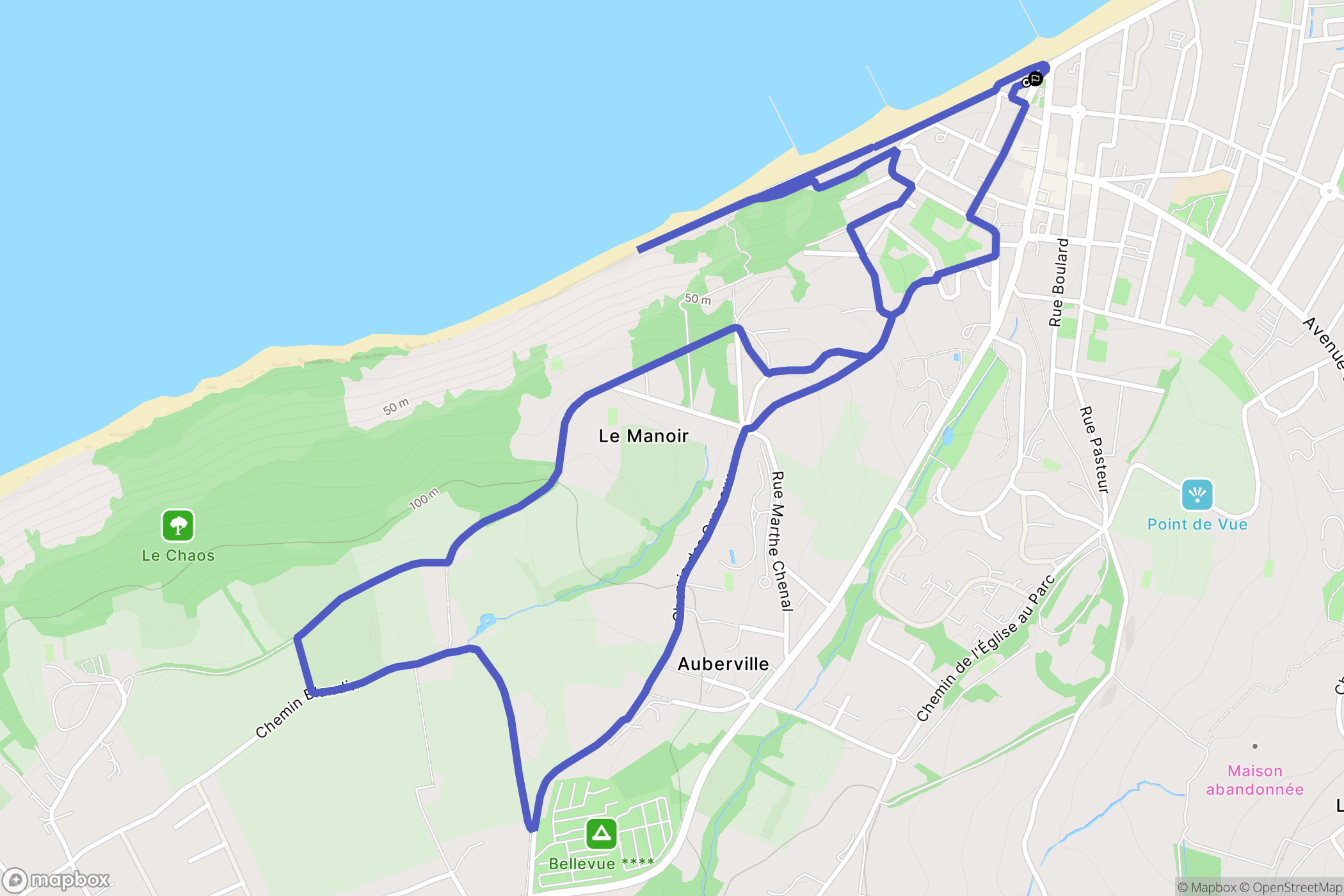 Villers-sur-Mer : carte du parcours de randonnée - France