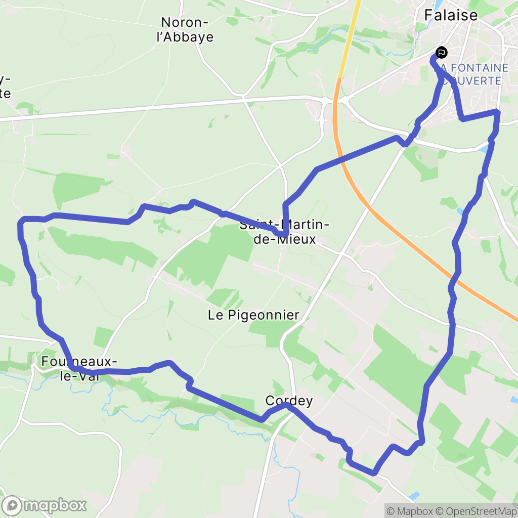 Falaise : carte du parcours de randonnée - France