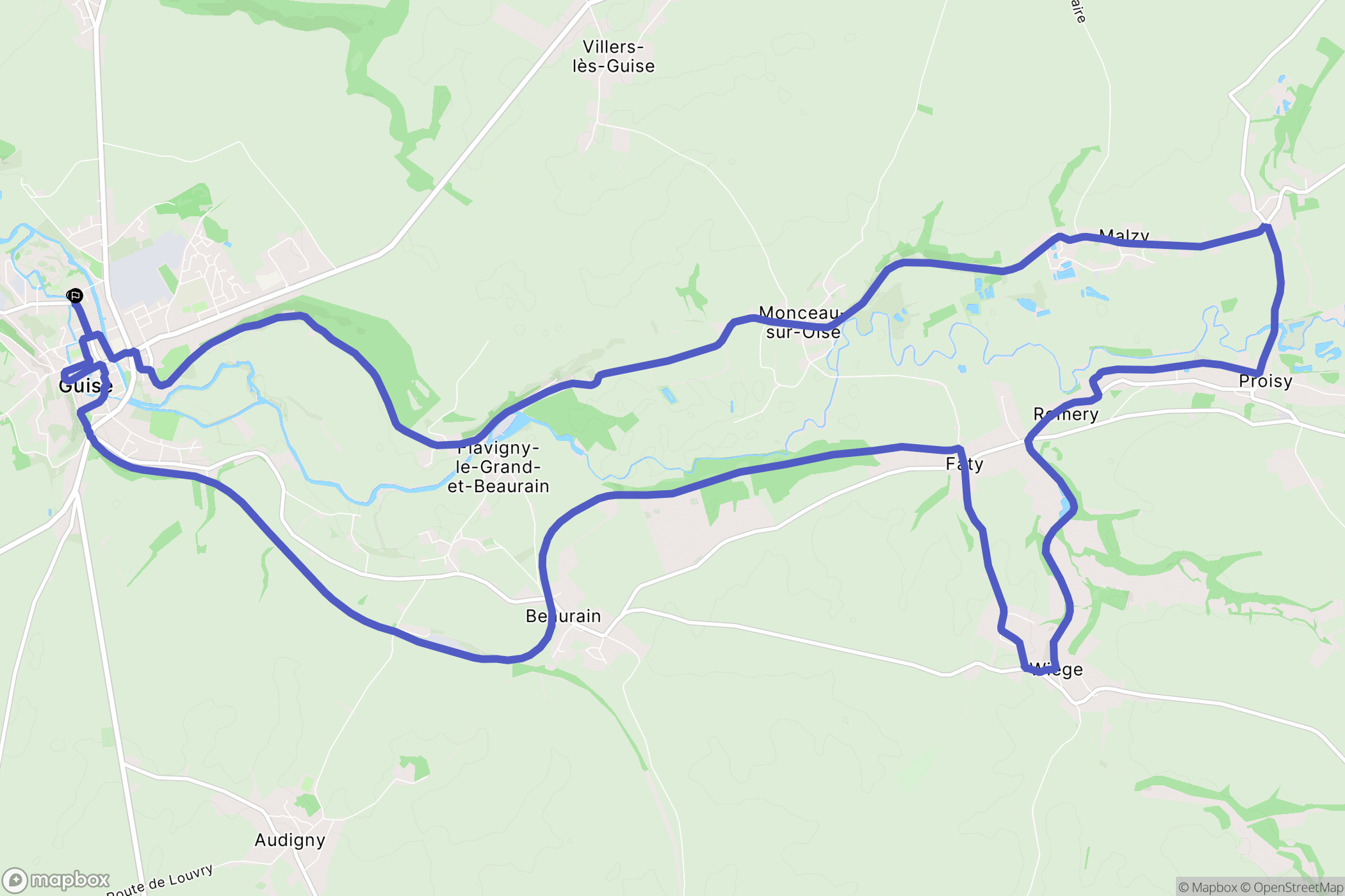 Guise : carte du parcours de randonnée - France
