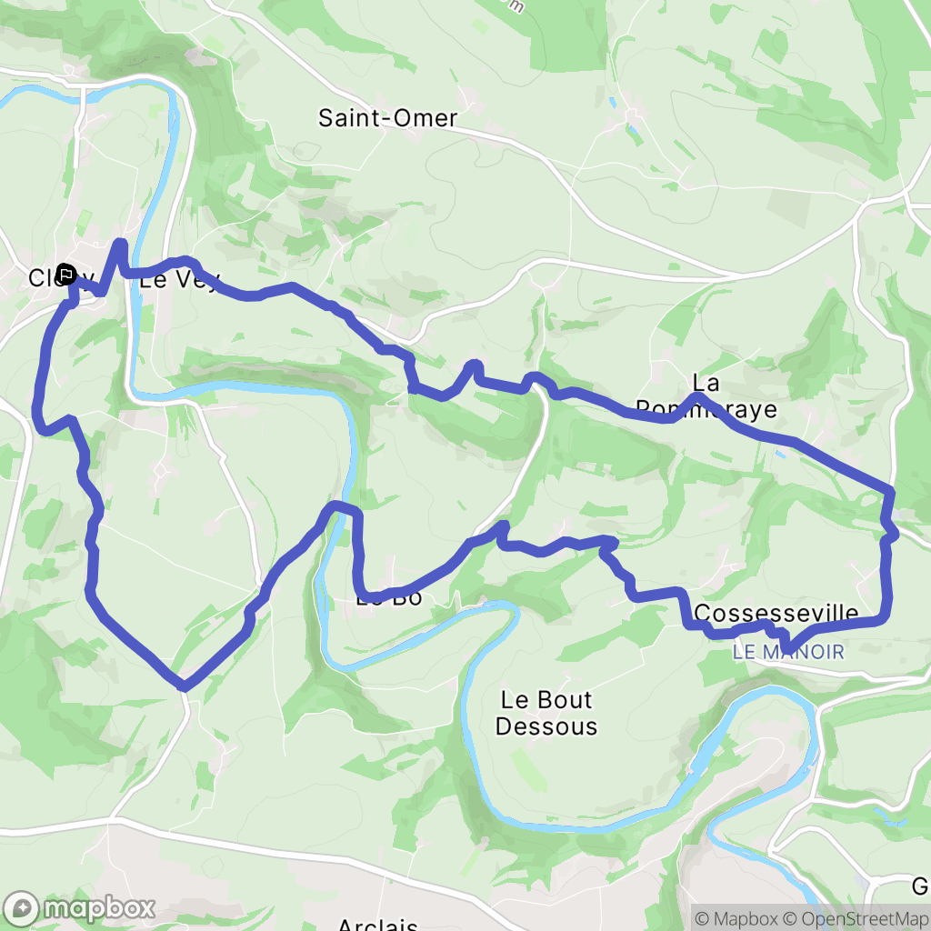 Clécy : carte du parcours de randonnée - France