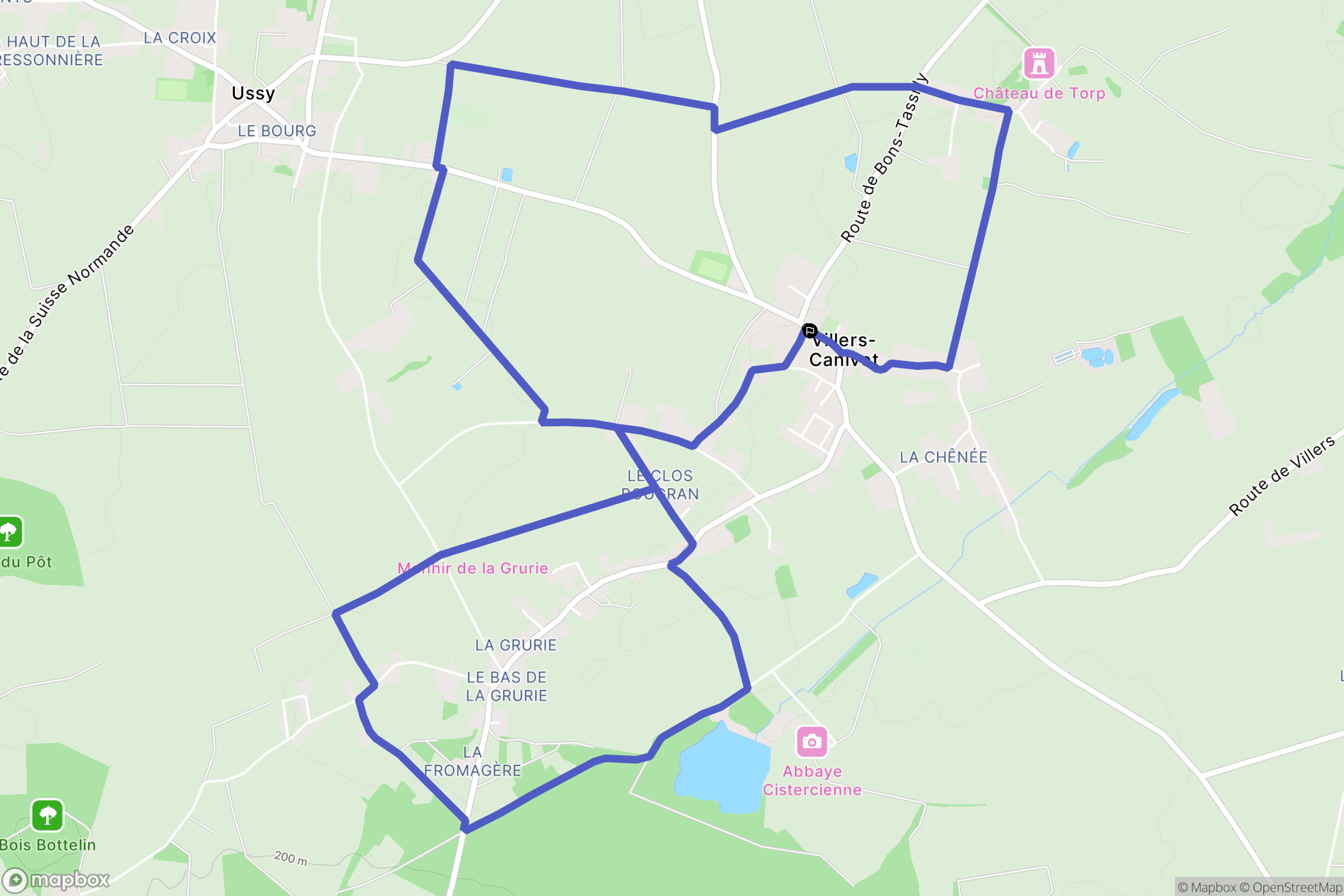 Villers-Canivet : carte du parcours de randonnée - France