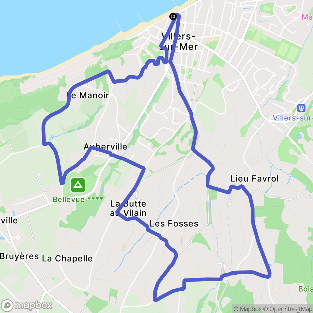 Villers-sur-Mer : carte du parcours de randonnée - France