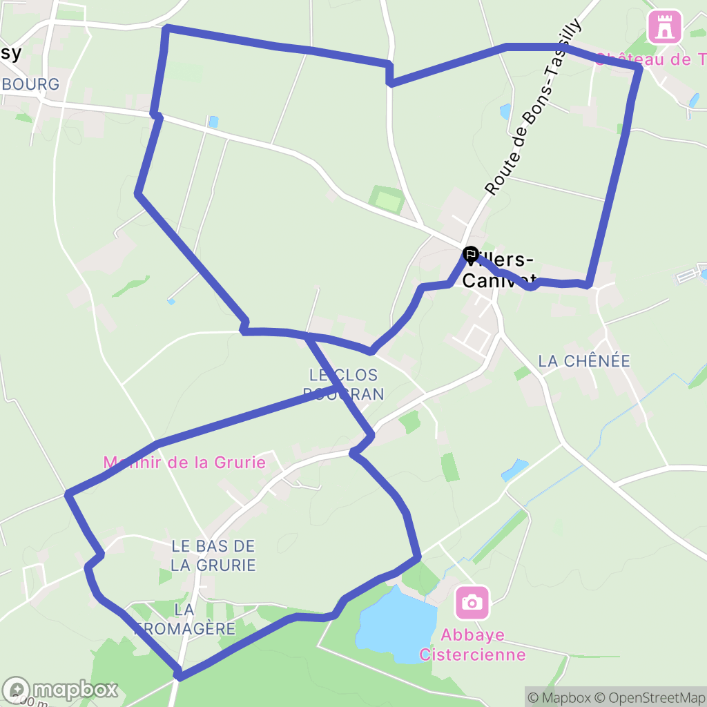 Villers-Canivet : carte du parcours de randonnée - France