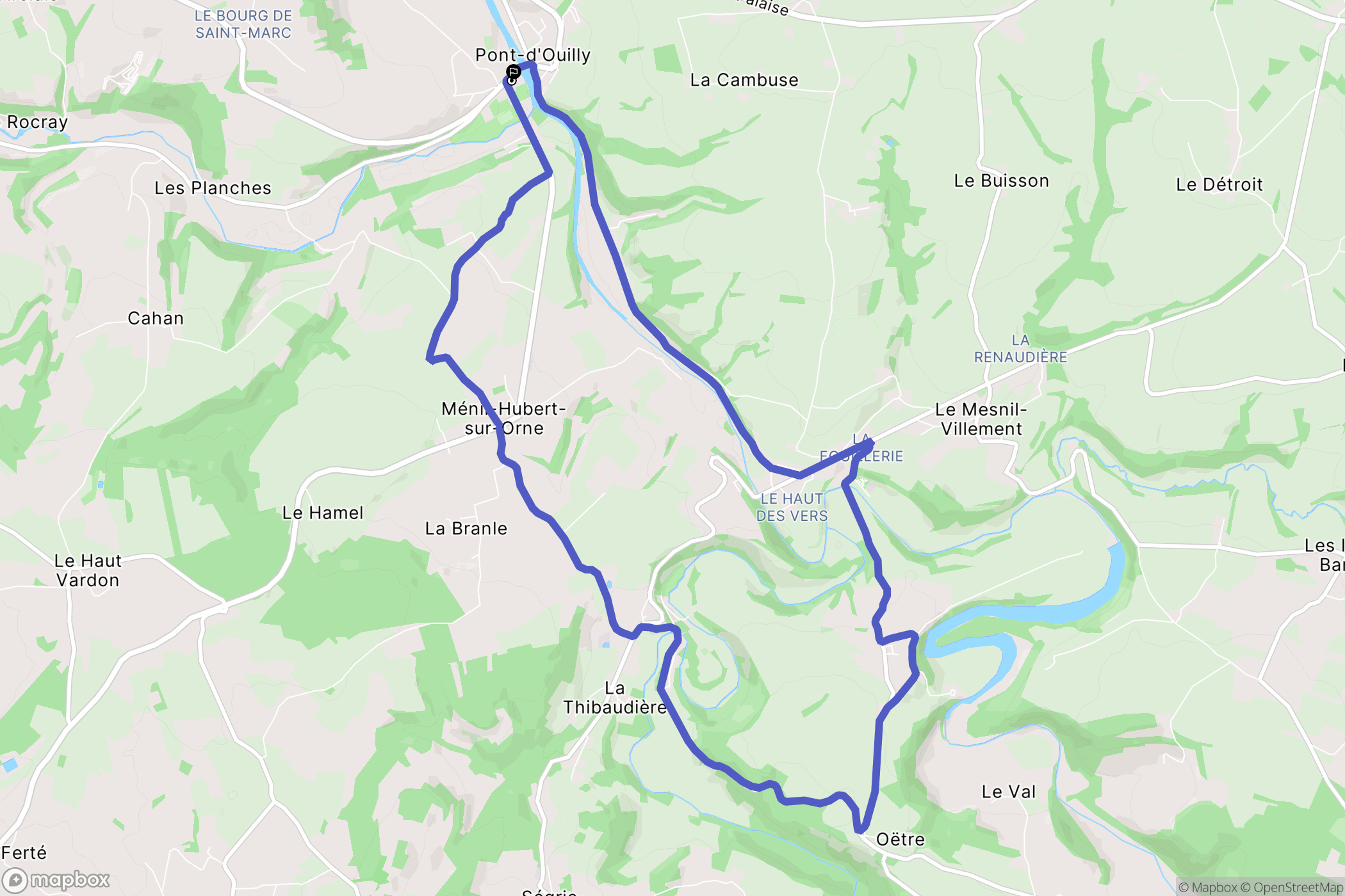Pont-d'Ouilly : carte du parcours de randonnée - France