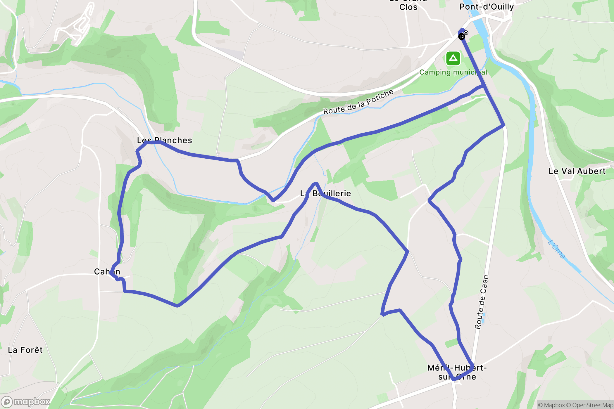 Pont d'Ouilly : carte du parcours de randonnée - France