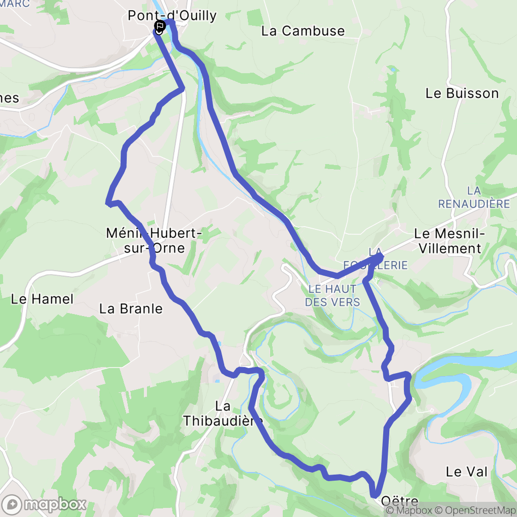 Pont-d'Ouilly : carte du parcours de randonnée - France