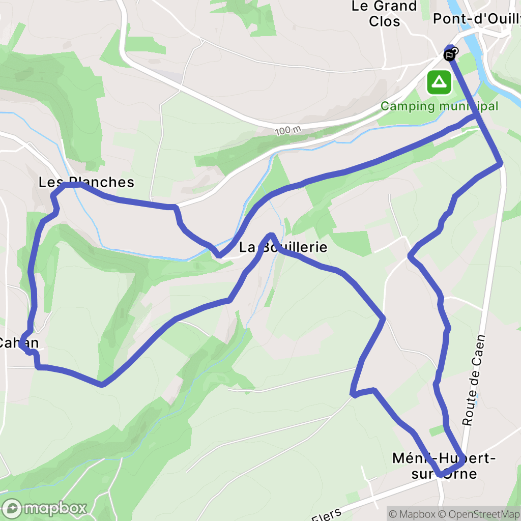 Pont d'Ouilly : carte du parcours de randonnée - France