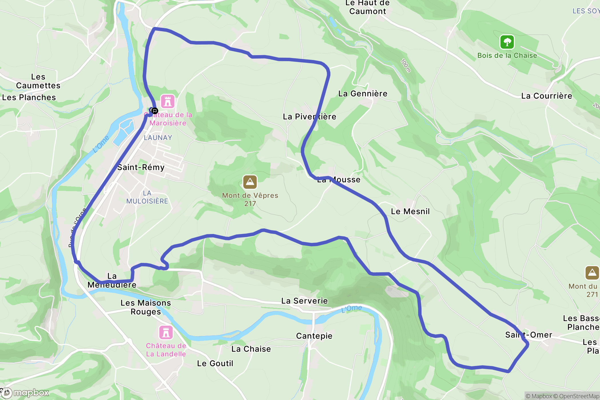 Saint-Rémy : carte du parcours de randonnée - France