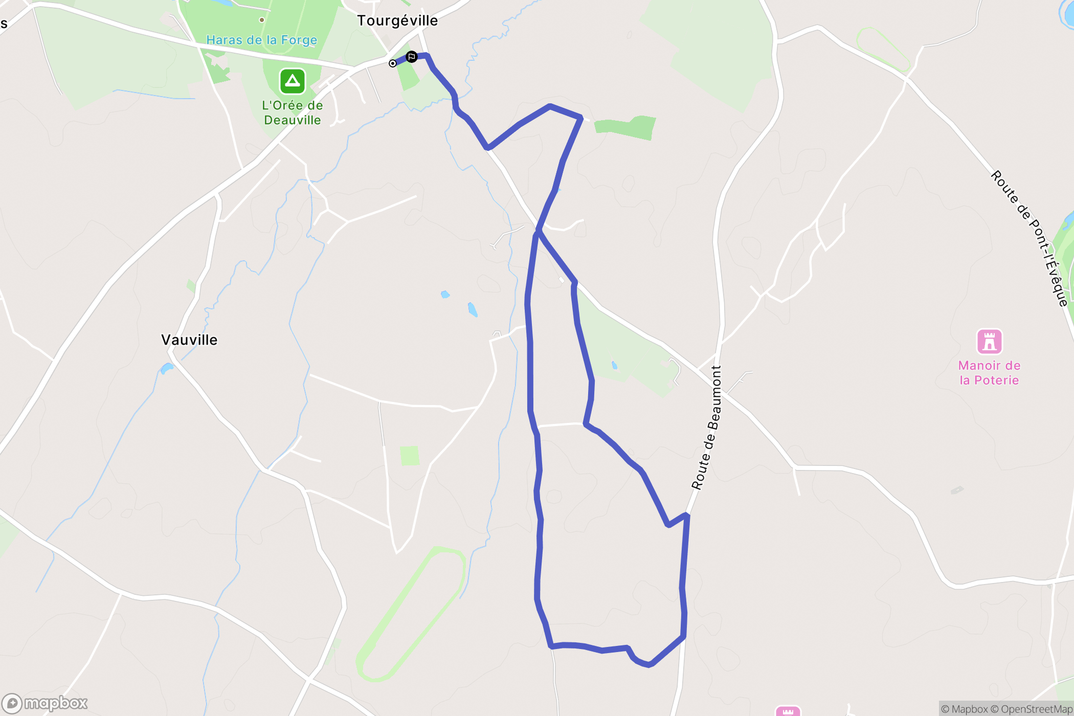 Tourgéville : carte du parcours de randonnée - France