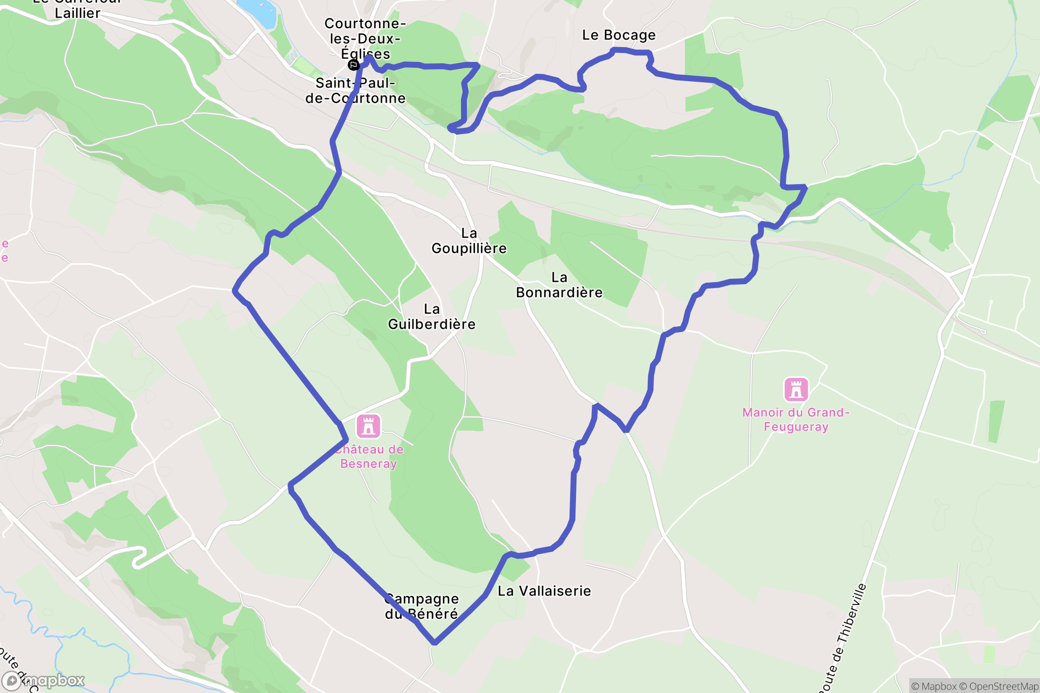 Courtonne-les-Deux-Eglises : carte du parcours de randonnée - France