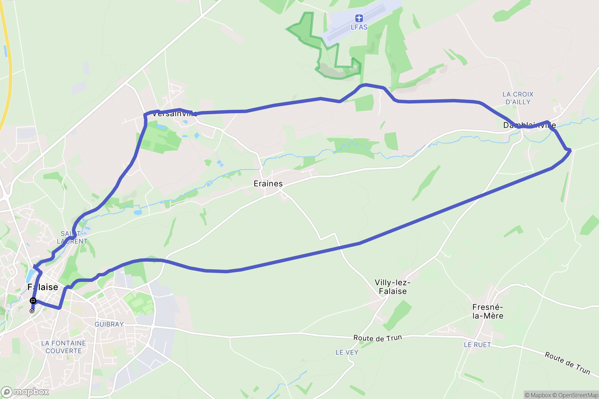 Falaise : carte du parcours de randonnée - France