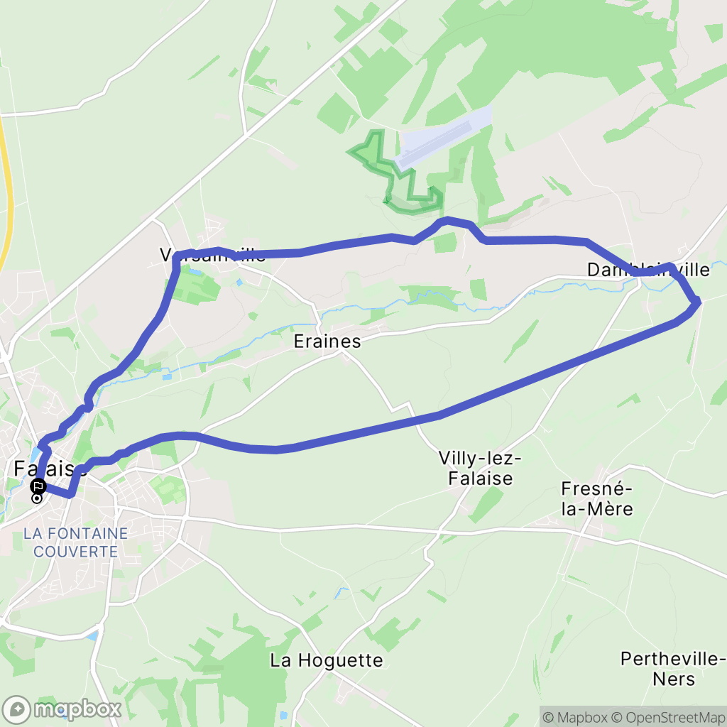 Falaise : carte du parcours de randonnée - France