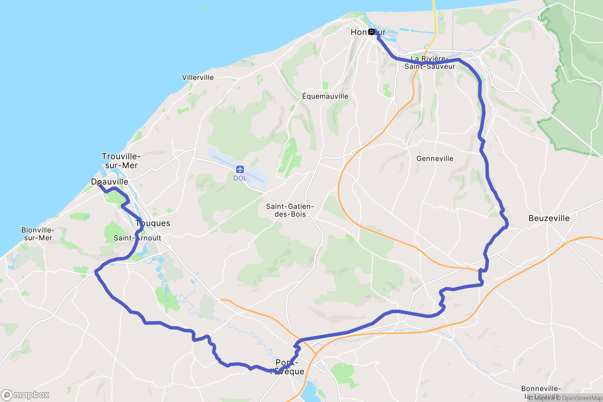Deauville : carte du parcours de randonnée - France