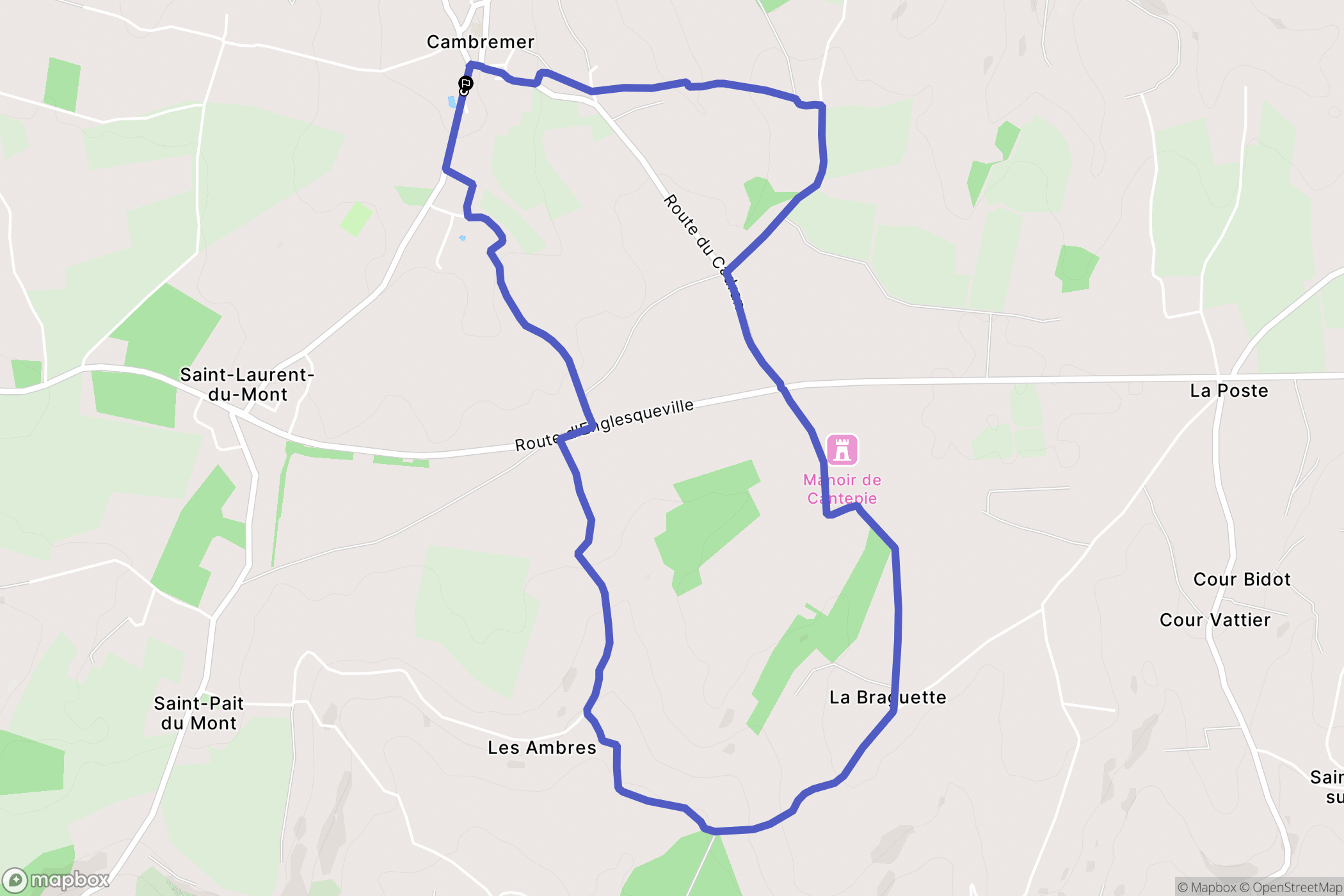 Cambremer : carte du parcours de randonnée - France