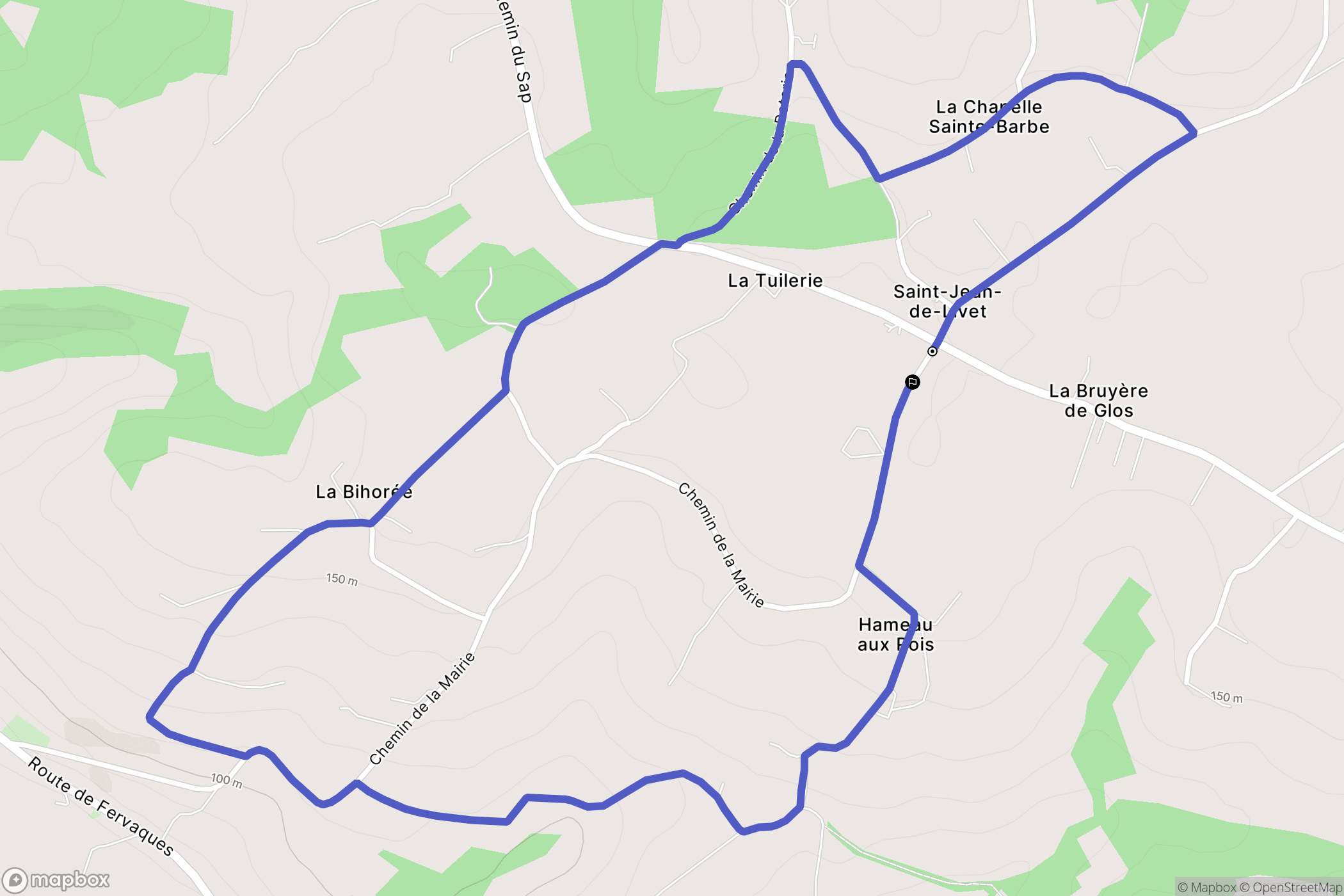 Saint-Jean-de-Livet : carte du parcours de randonnée - France