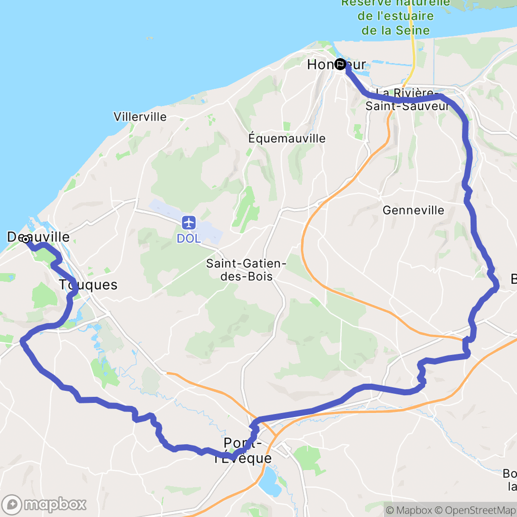 Deauville : carte du parcours de randonnée - France