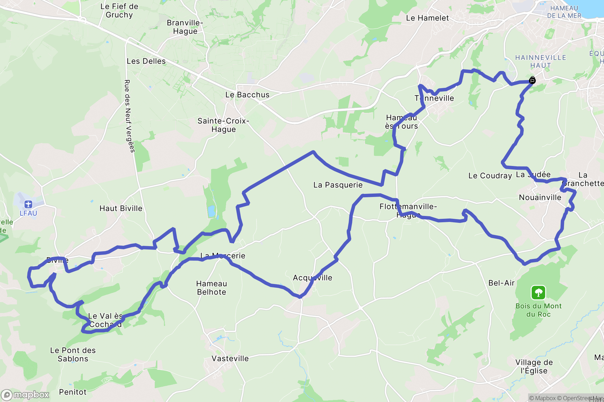 Hainneville : carte du parcours de randonnée - France