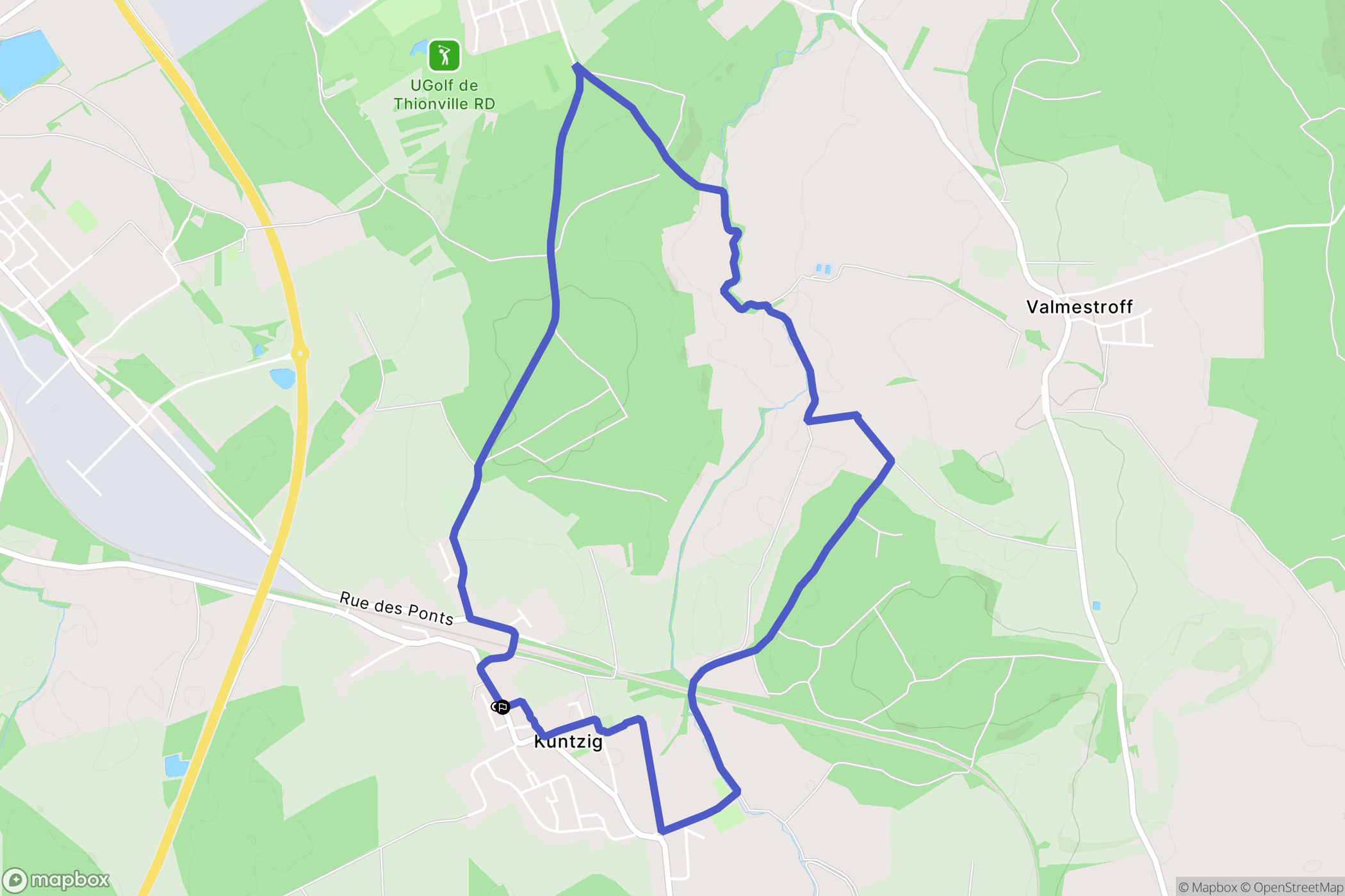 Kuntzig : carte du parcours de randonnée - France