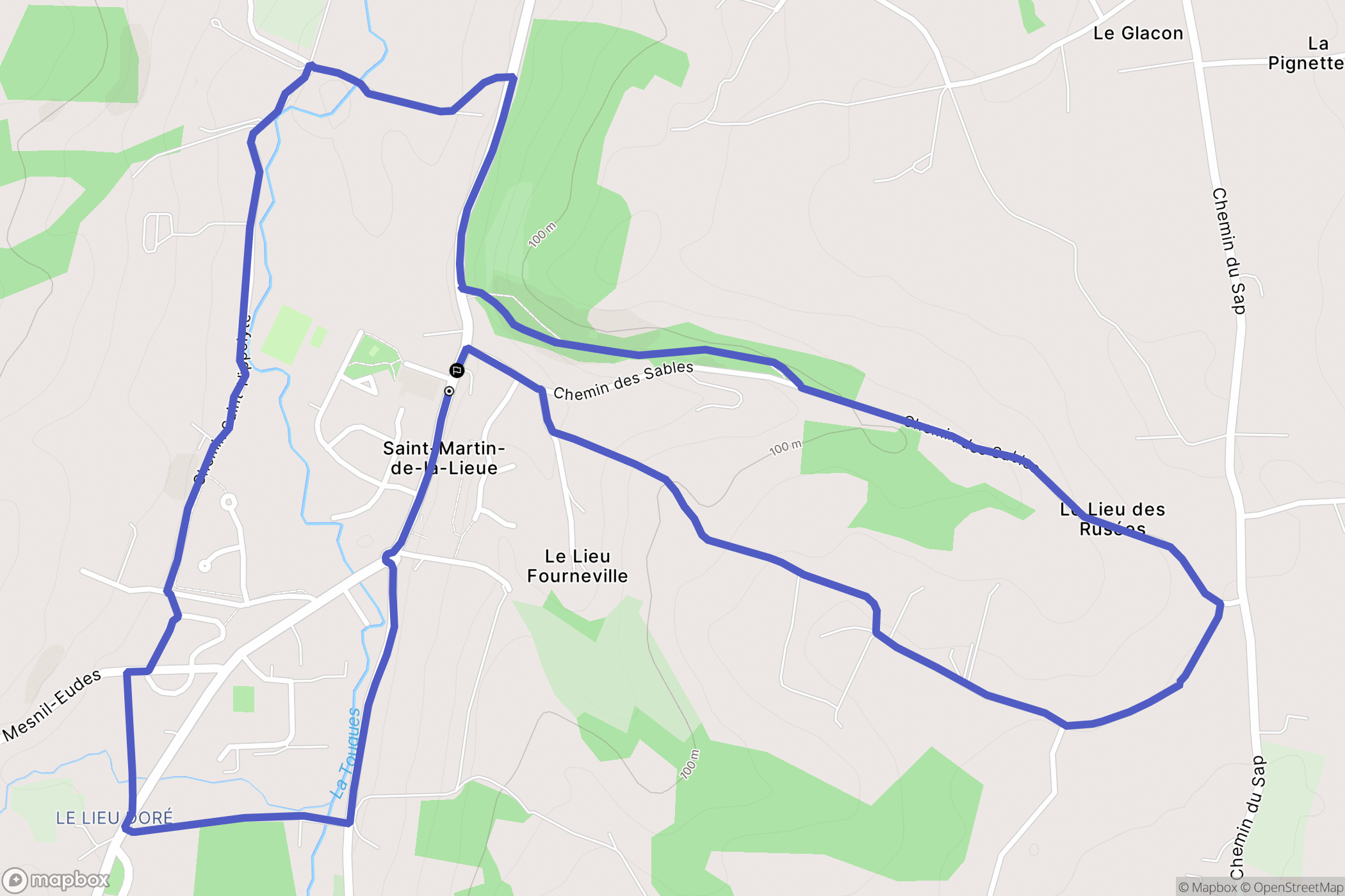 Saint-Martin-de-la-Lieue : carte du parcours de randonnée - France