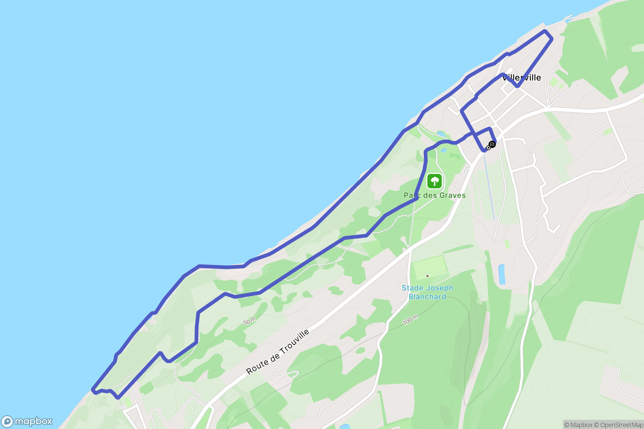 Villerville : carte du parcours de randonnée - France