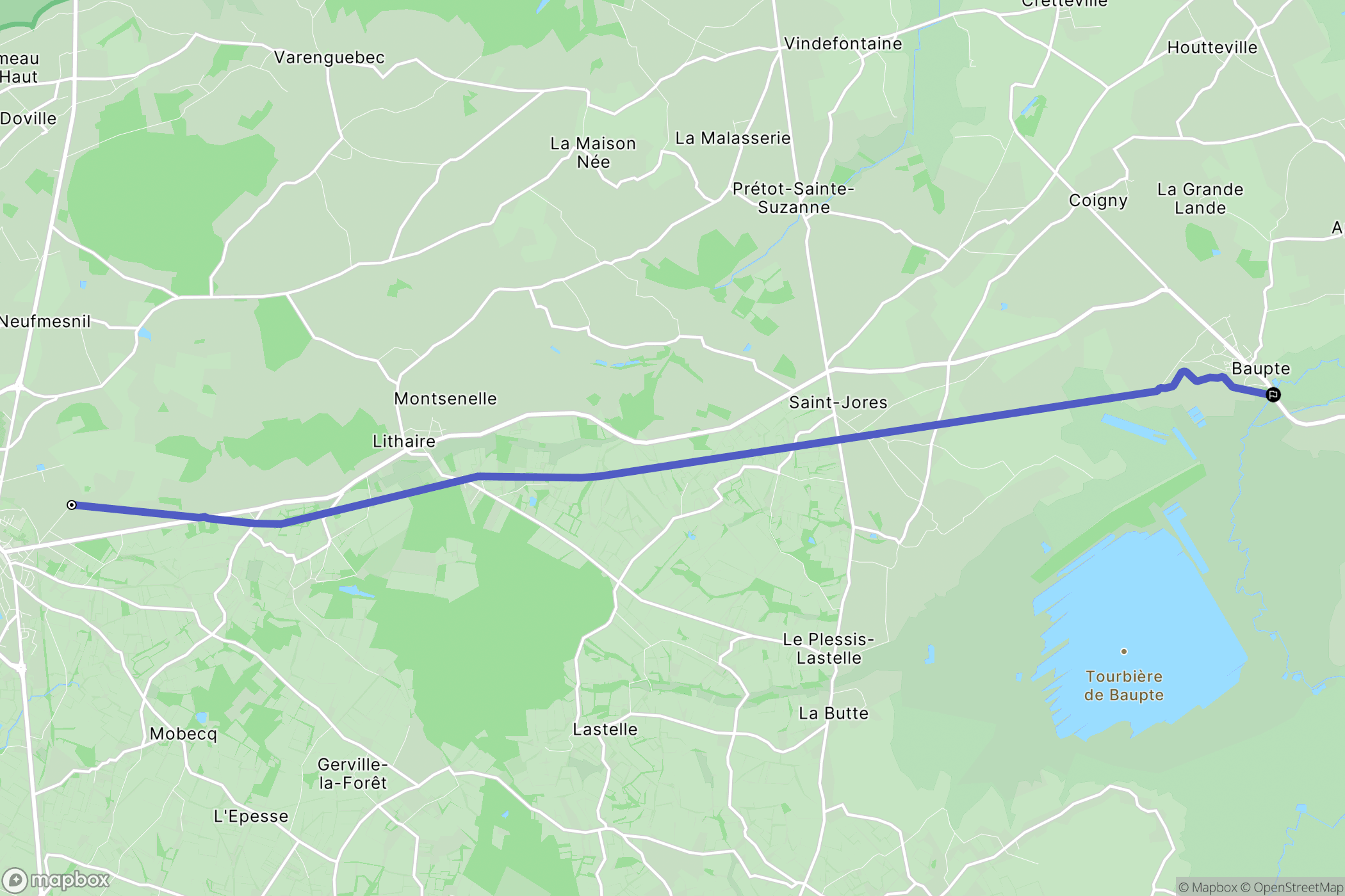 La-Haye-du-Puits : carte du parcours de randonnée - France