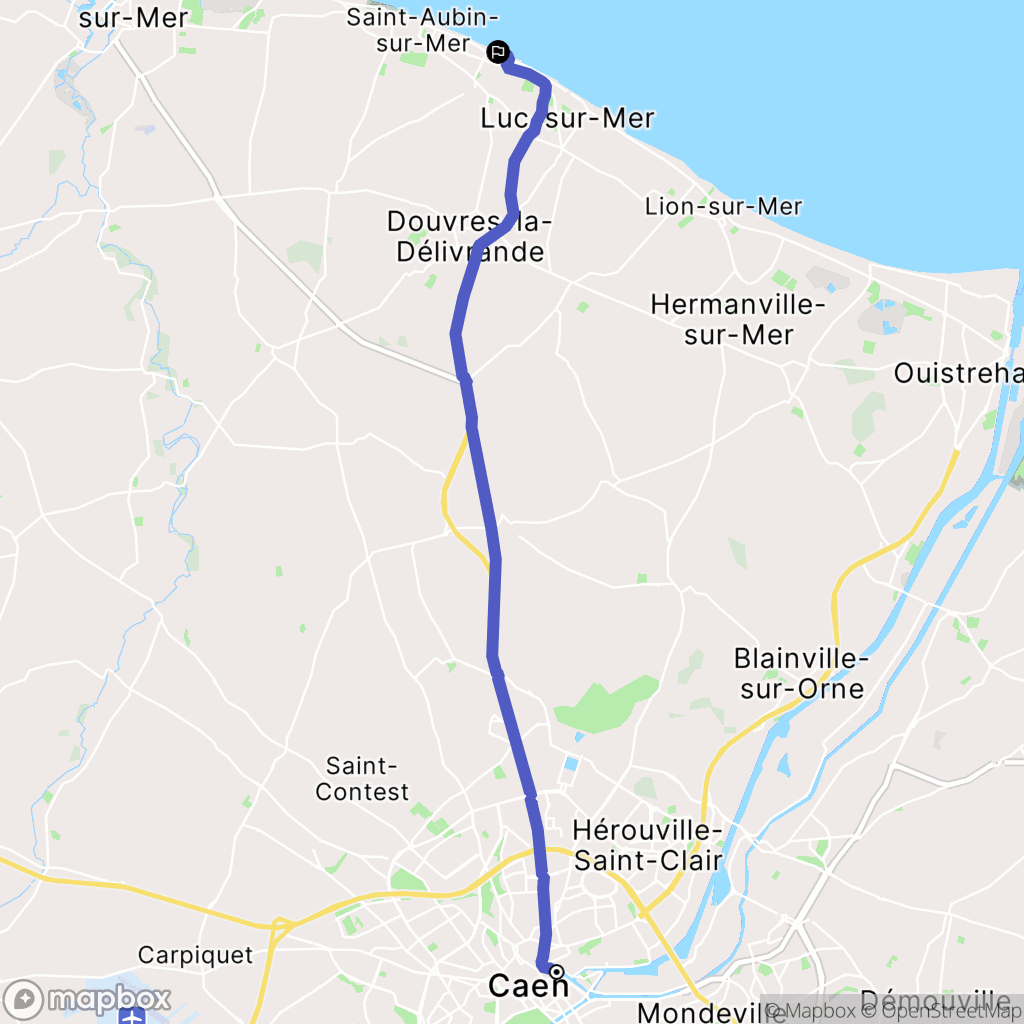 Caen : carte du parcours de randonnée - France