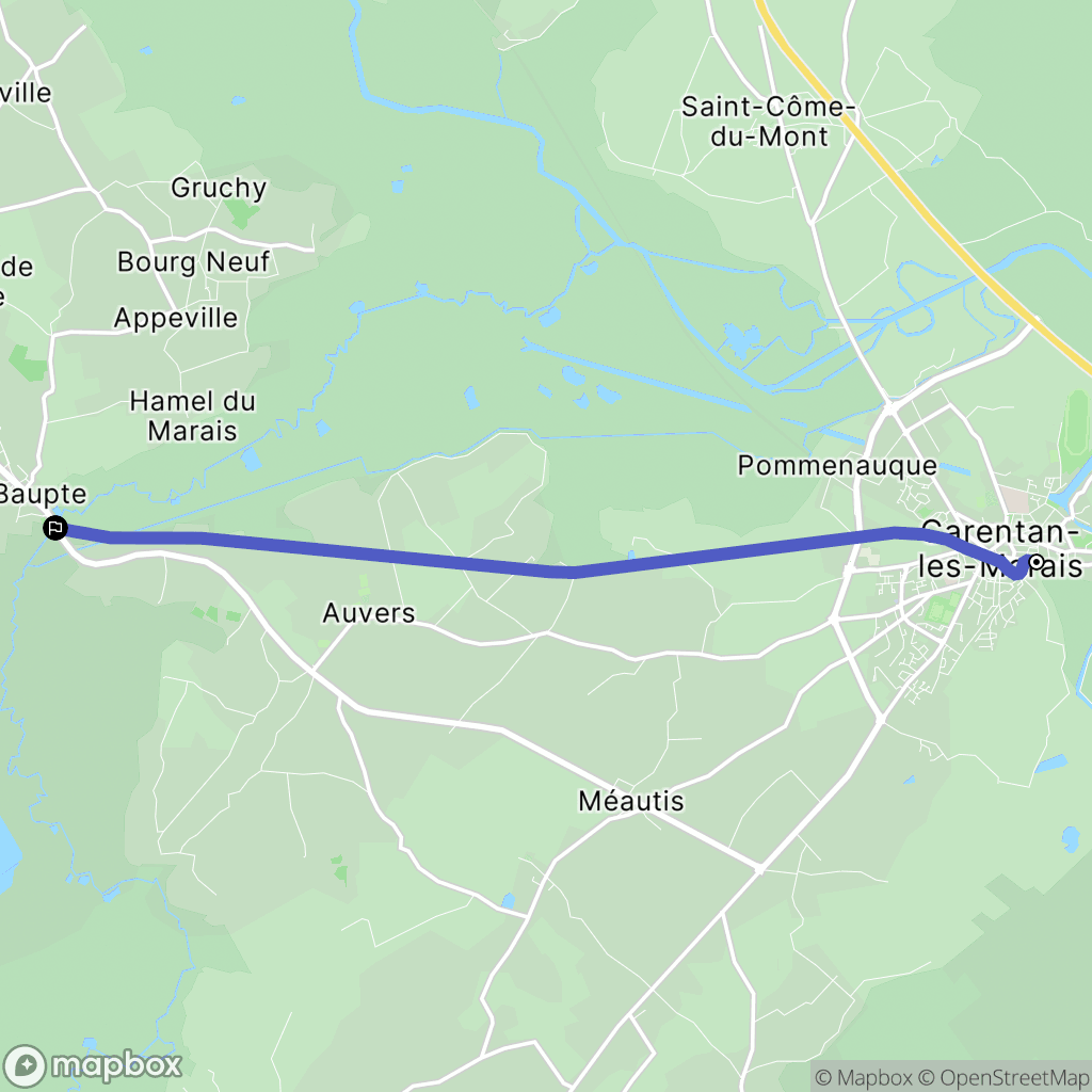 Carentan-les-Marais : carte du parcours de randonnée - France