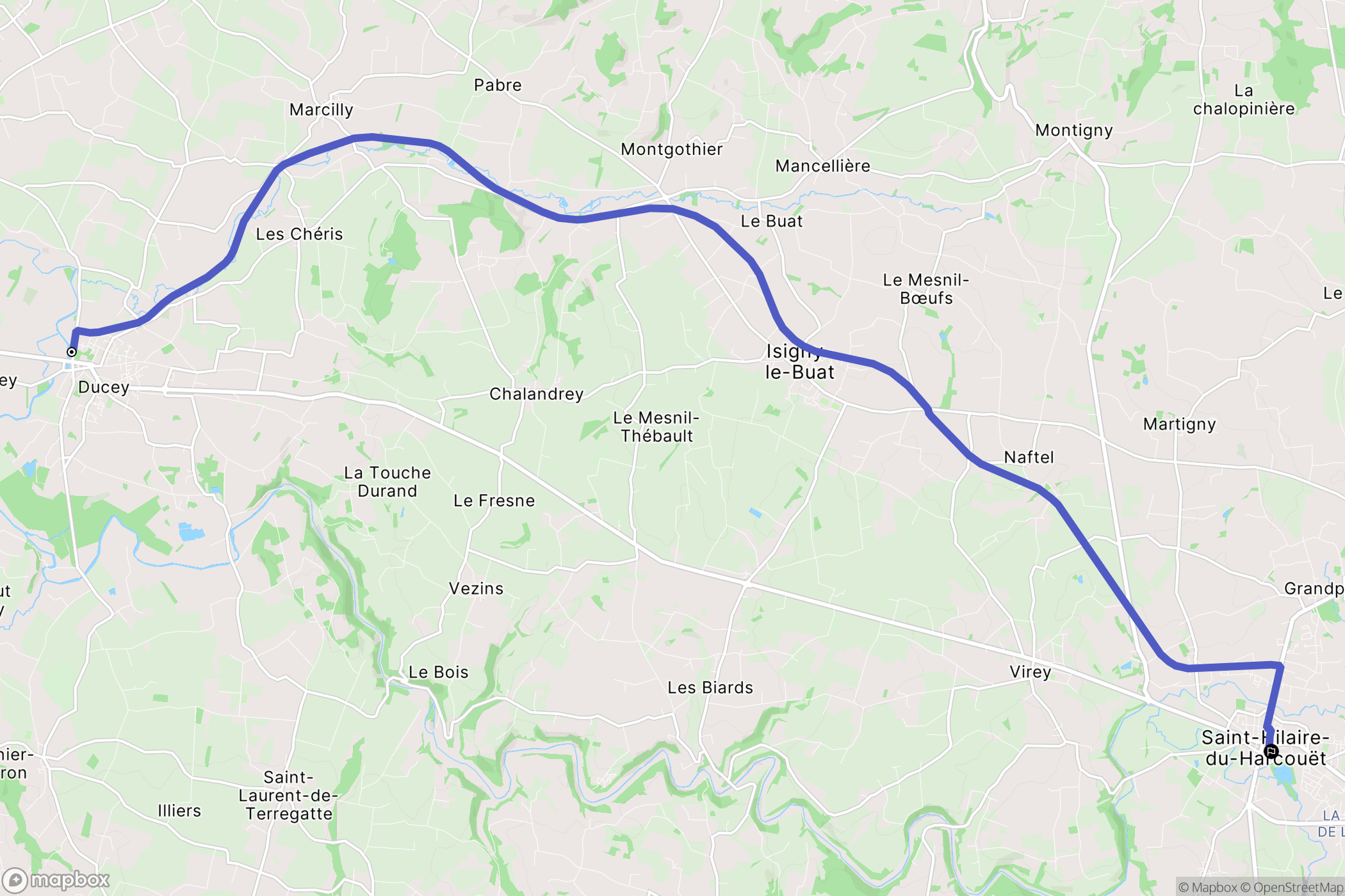 Ducey-les-Chéris : carte du parcours de randonnée - France