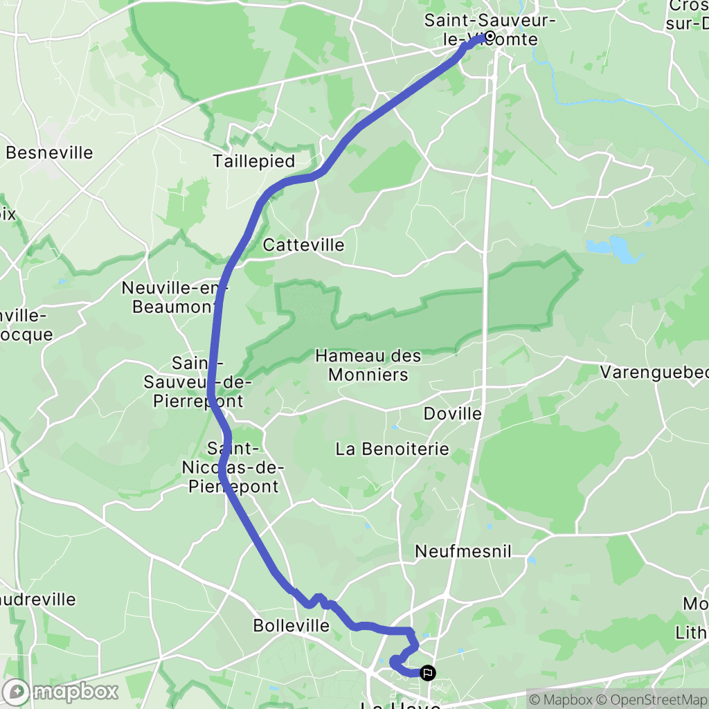 Saint-Sauveur-le-Vicomte : carte du parcours de randonnée - France