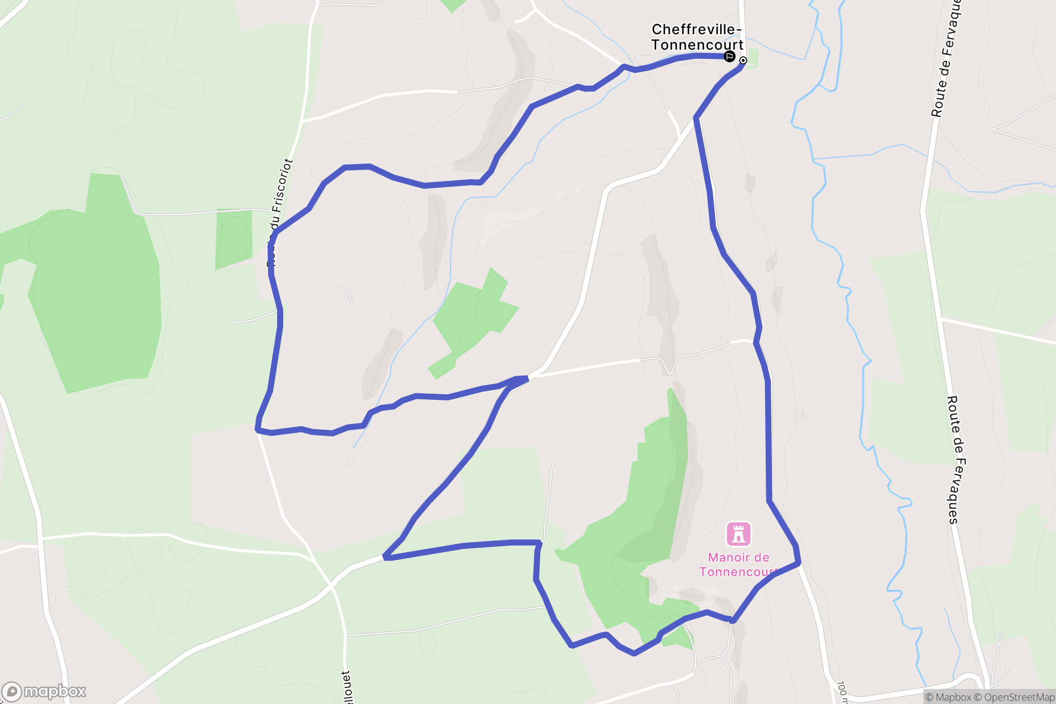 Livarot-Pays-d'Auge (Cheffreville-Tonnencourt) : carte du parcours de randonnée - France