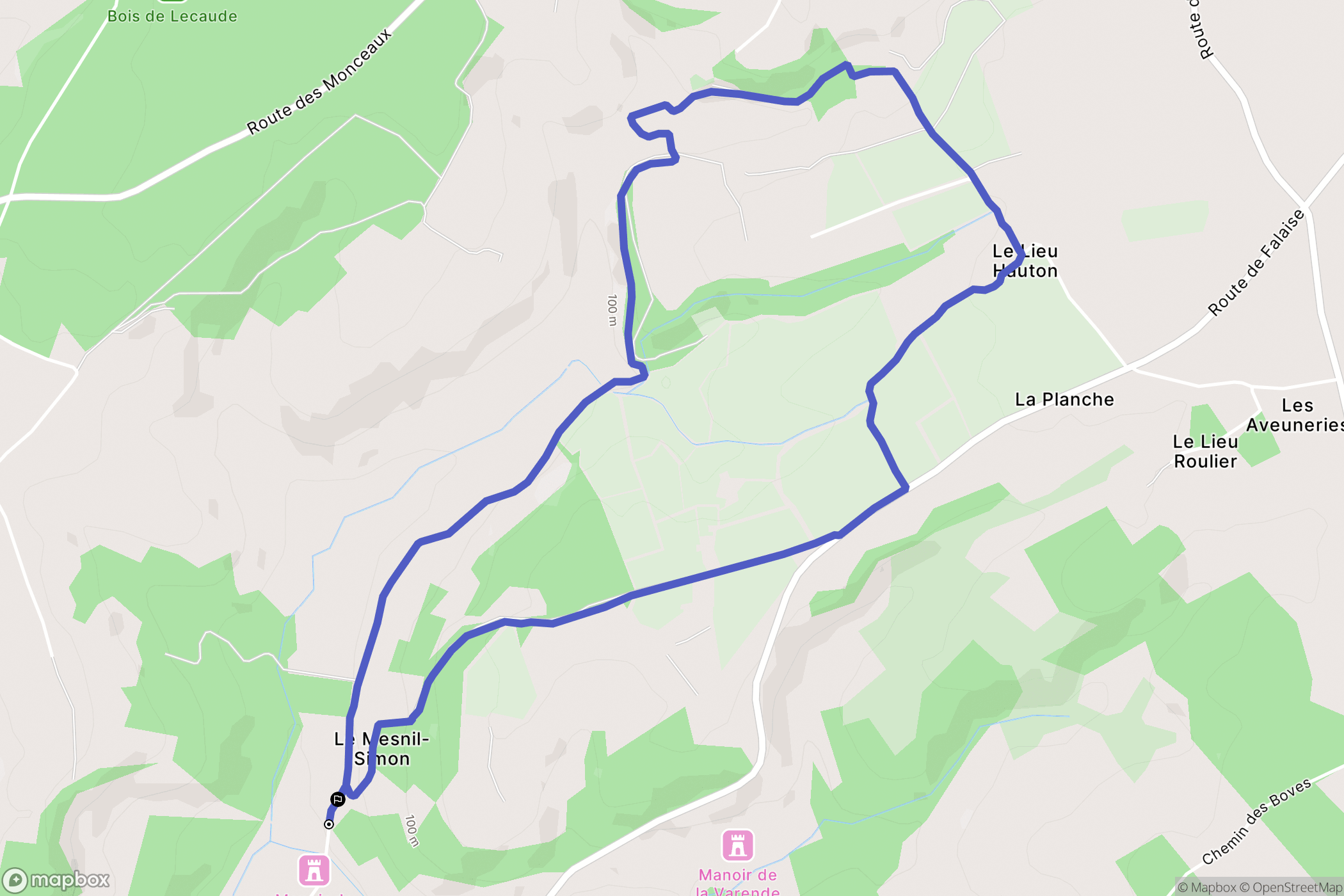 Le Mesnil-Simon : carte du parcours de randonnée - France