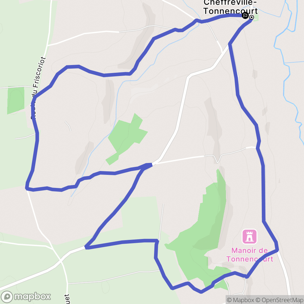 Livarot-Pays-d'Auge (Cheffreville-Tonnencourt) : carte du parcours de randonnée - France