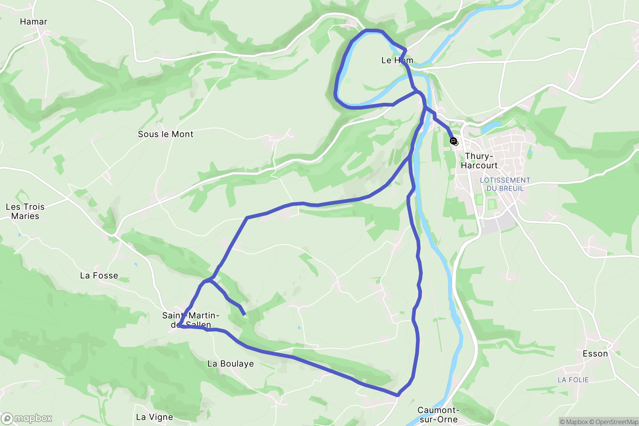 Thury-Harcourt : carte du parcours de randonnée - France