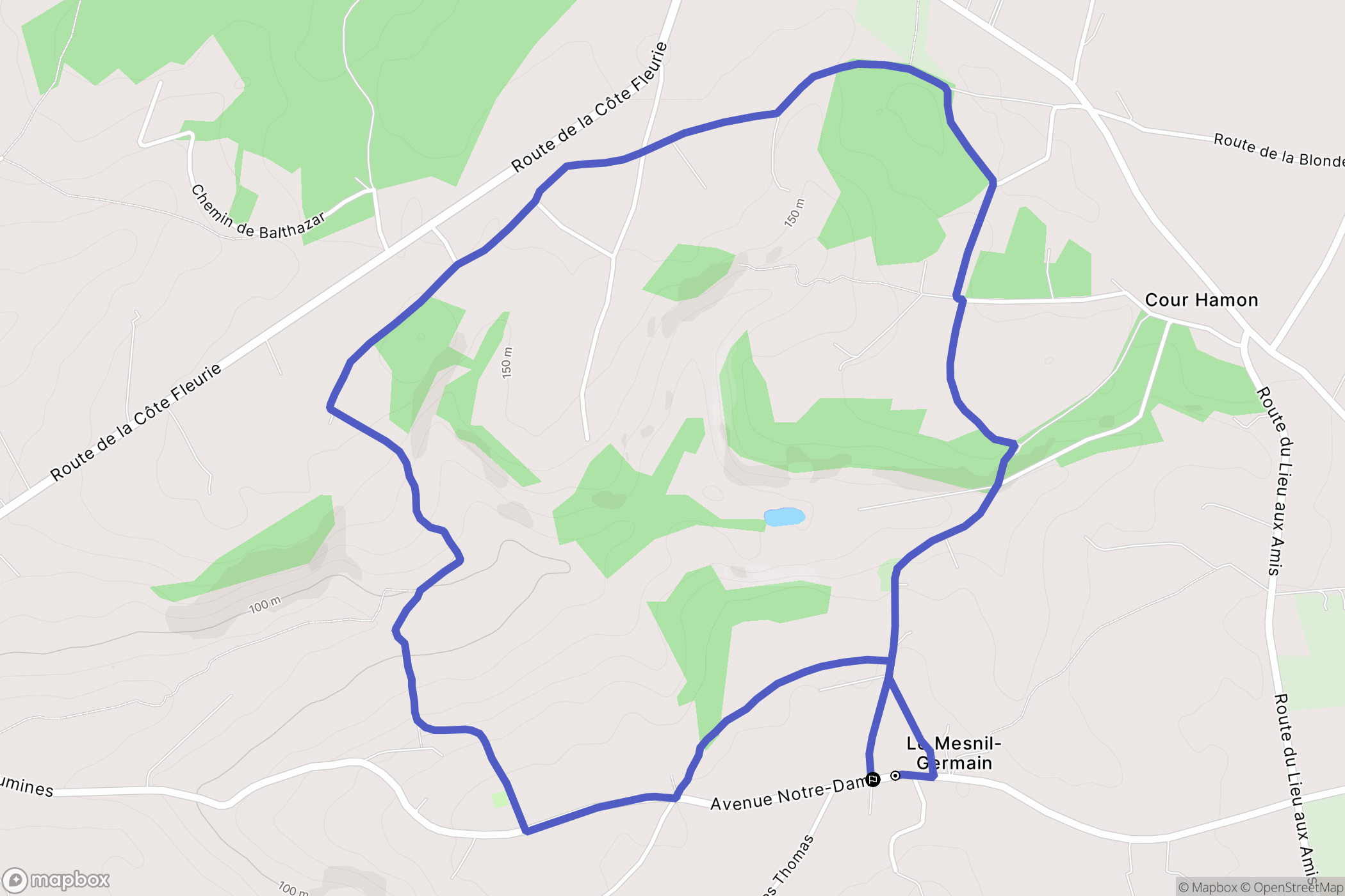 Le Mesnil-Germain : carte du parcours de randonnée - France