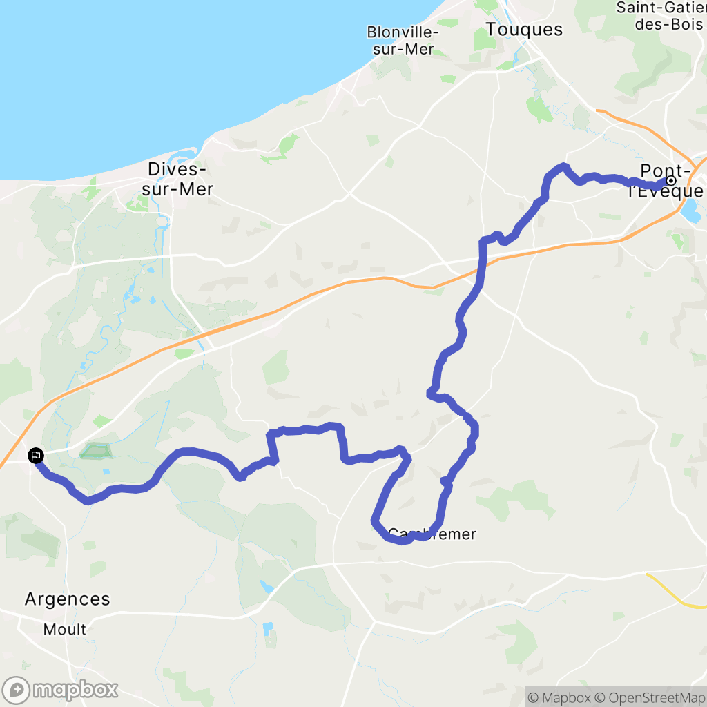 Pont-l'Evêque : carte du parcours de randonnée - France