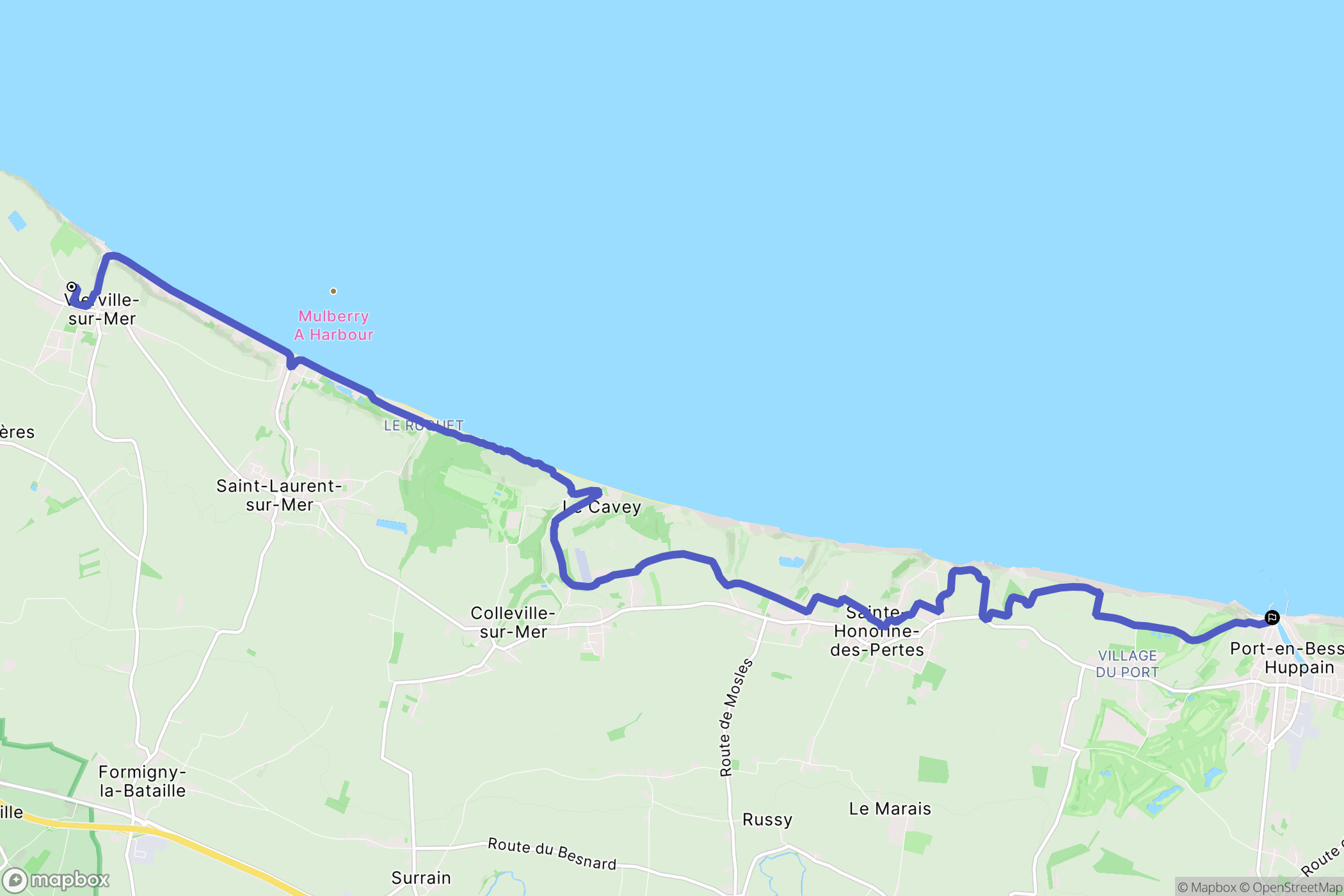 Vierville-sur-Mer : carte du parcours de randonnée - France