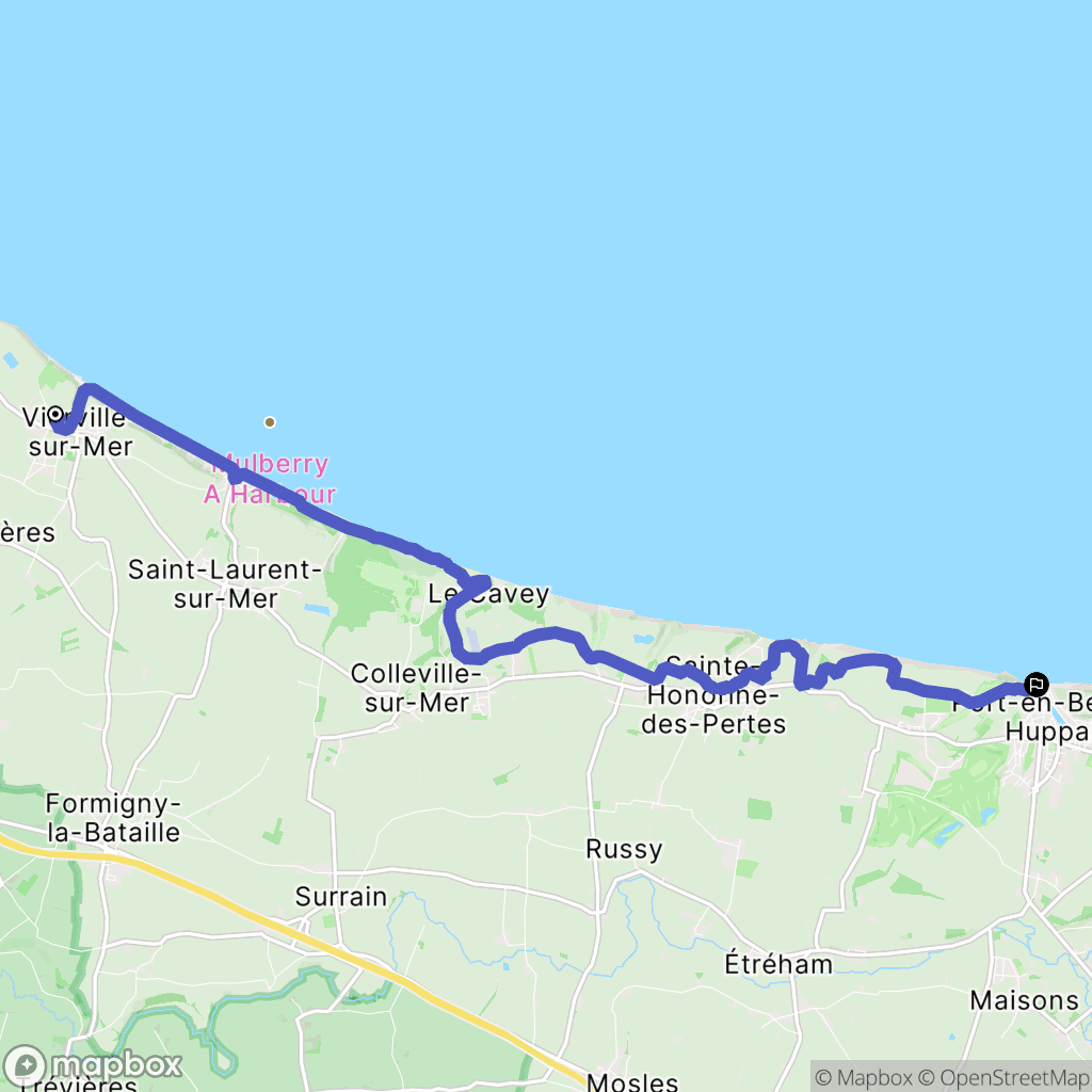Vierville-sur-Mer : carte du parcours de randonnée - France