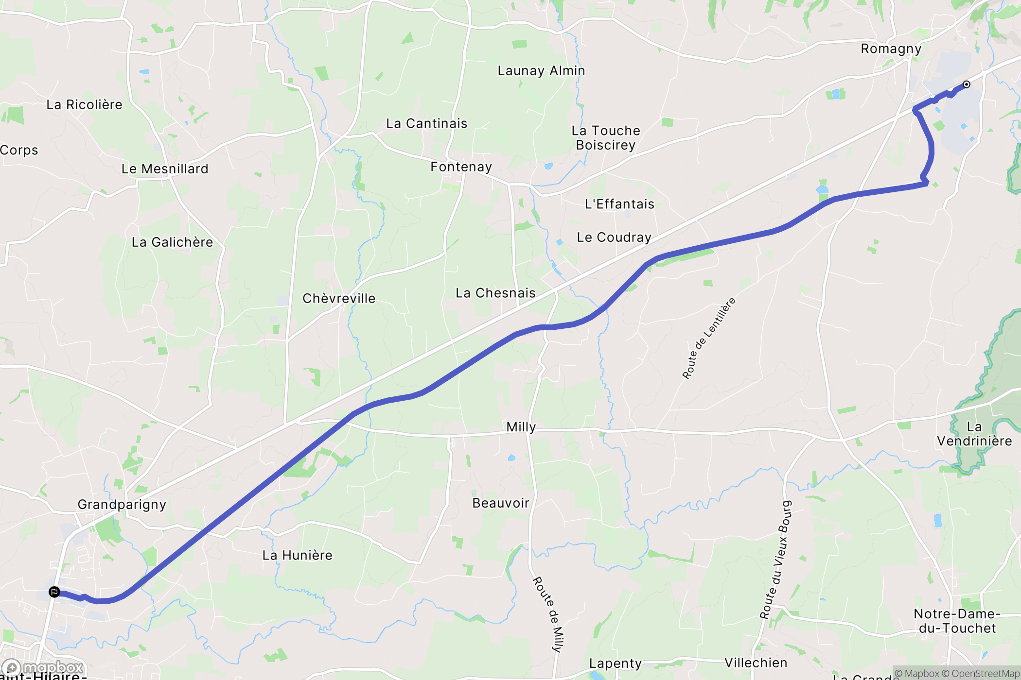Mortain-Bocage : carte du parcours de randonnée - France