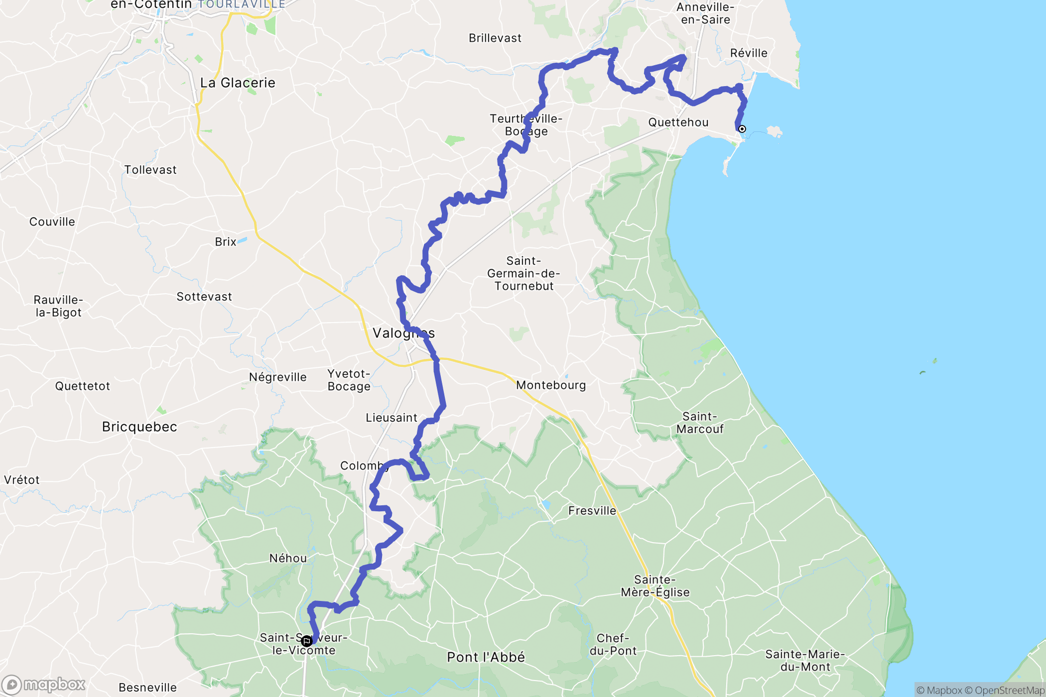 Saint-Vaast-la-Hougue : carte du parcours de randonnée - France