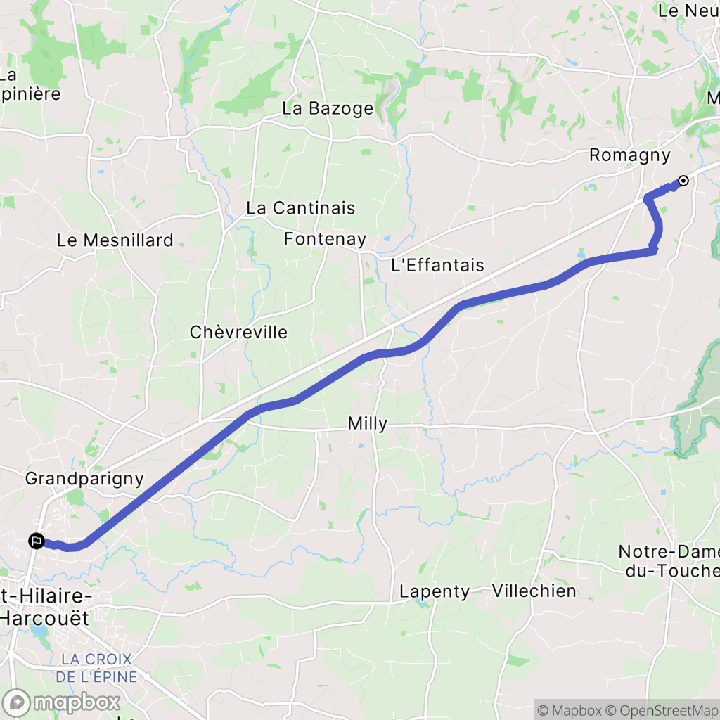 Mortain-Bocage : carte du parcours de randonnée - France